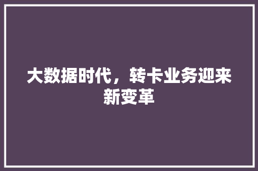 大数据时代，转卡业务迎来新变革