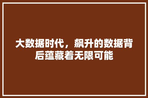 大数据时代，飙升的数据背后蕴藏着无限可能