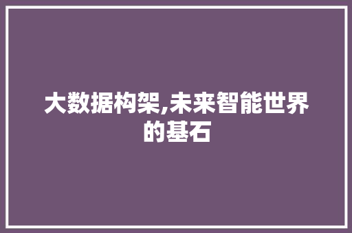 大数据构架,未来智能世界的基石