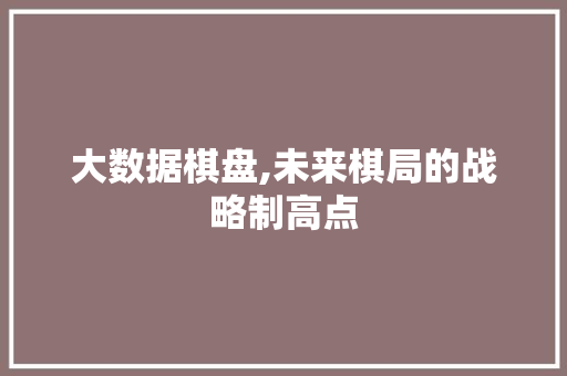 大数据棋盘,未来棋局的战略制高点