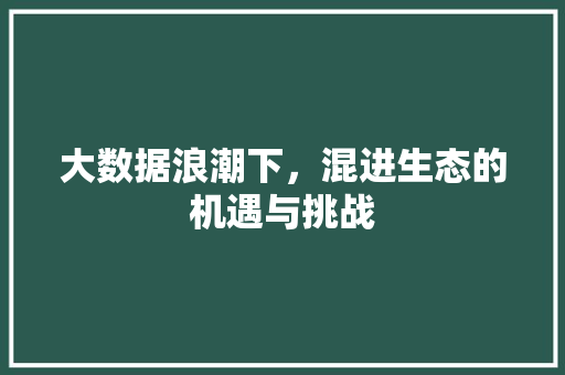 大数据浪潮下，混进生态的机遇与挑战