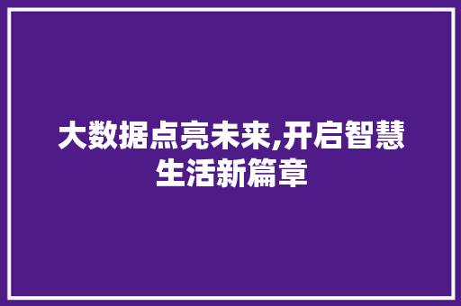 大数据点亮未来,开启智慧生活新篇章