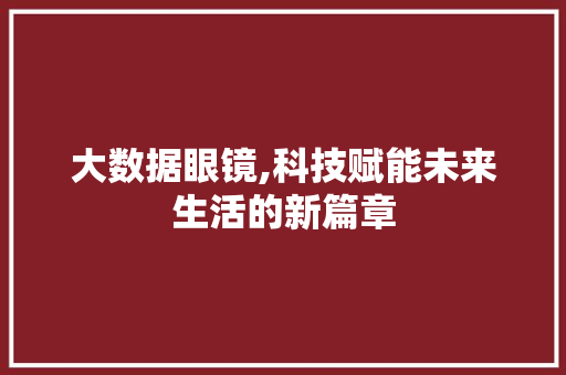 大数据眼镜,科技赋能未来生活的新篇章