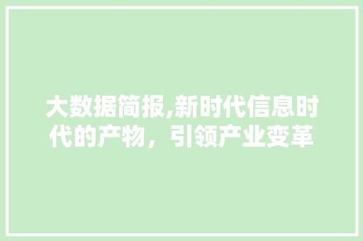 大数据简报,新时代信息时代的产物，引领产业变革