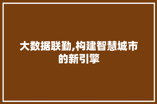 大数据联勤,构建智慧城市的新引擎