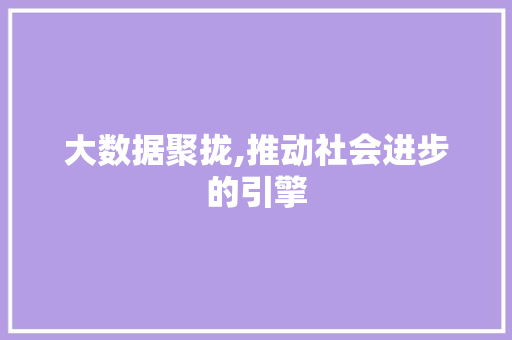 大数据聚拢,推动社会进步的引擎