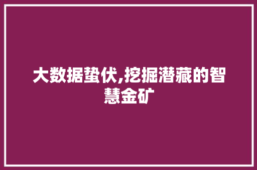 大数据蛰伏,挖掘潜藏的智慧金矿