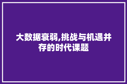 大数据衰弱,挑战与机遇并存的时代课题