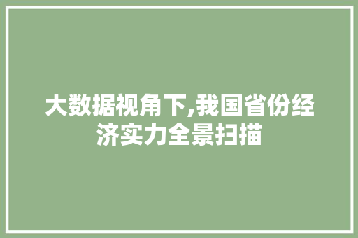 大数据视角下,我国省份经济实力全景扫描