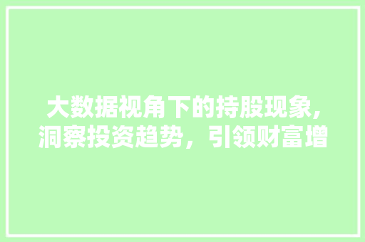 大数据视角下的持股现象,洞察投资趋势，引领财富增长