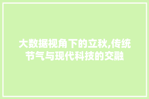 大数据视角下的立秋,传统节气与现代科技的交融