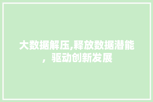 大数据解压,释放数据潜能，驱动创新发展