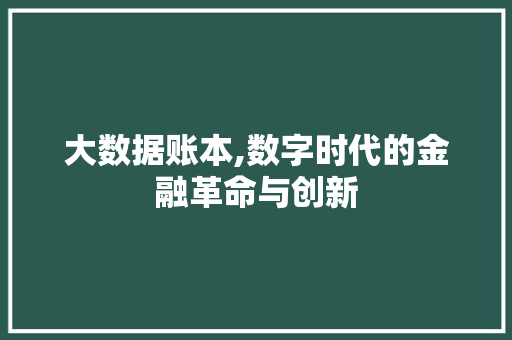 大数据账本,数字时代的金融革命与创新