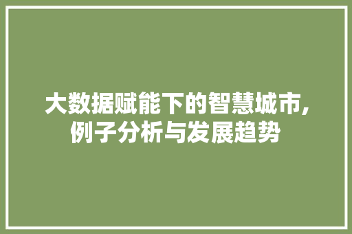 大数据赋能下的智慧城市,例子分析与发展趋势