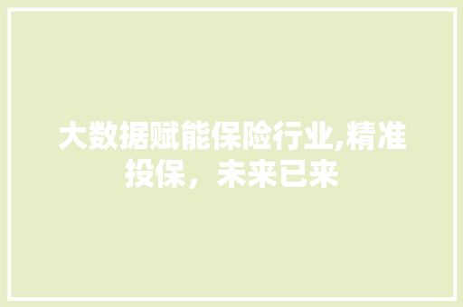 大数据赋能保险行业,精准投保，未来已来