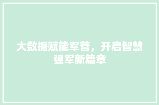 大数据赋能军营，开启智慧强军新篇章