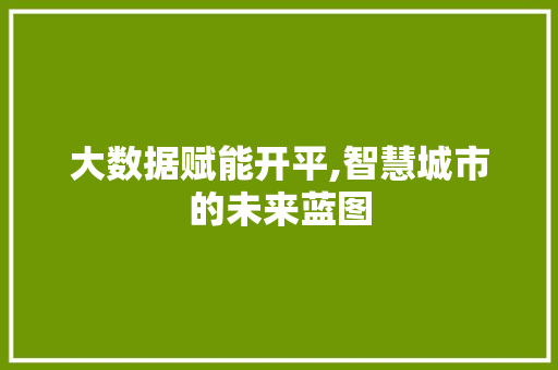 大数据赋能开平,智慧城市的未来蓝图