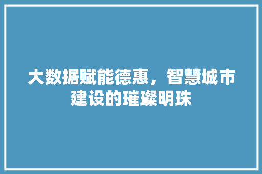 大数据赋能德惠，智慧城市建设的璀璨明珠