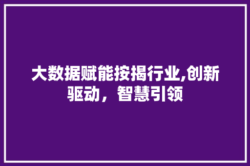 大数据赋能按揭行业,创新驱动，智慧引领