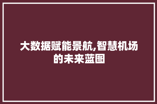 大数据赋能景航,智慧机场的未来蓝图