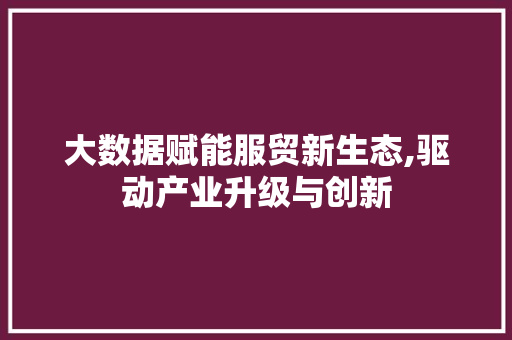 大数据赋能服贸新生态,驱动产业升级与创新