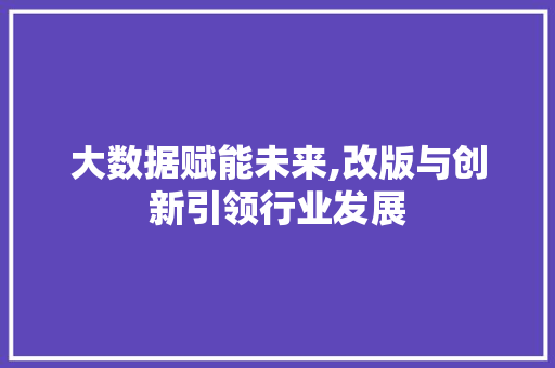 大数据赋能未来,改版与创新引领行业发展