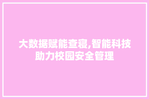 大数据赋能查寝,智能科技助力校园安全管理