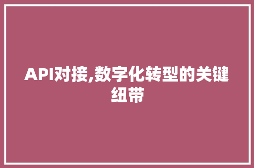 API对接,数字化转型的关键纽带