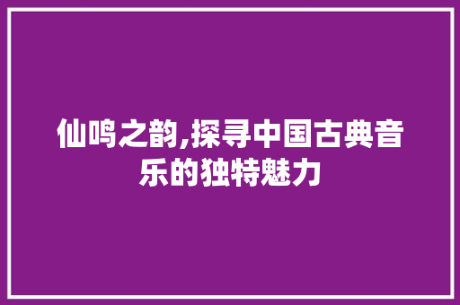 仙鸣之韵,探寻中国古典音乐的独特魅力