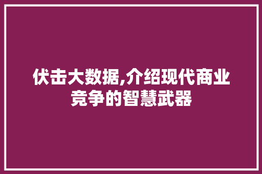 伏击大数据,介绍现代商业竞争的智慧武器