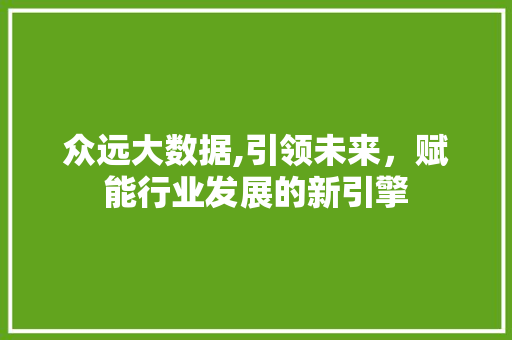 众远大数据,引领未来，赋能行业发展的新引擎