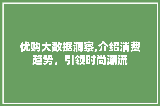 优购大数据洞察,介绍消费趋势，引领时尚潮流