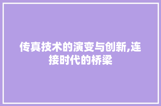 传真技术的演变与创新,连接时代的桥梁