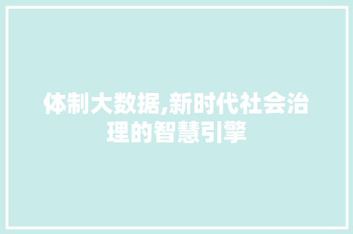 体制大数据,新时代社会治理的智慧引擎 PHP