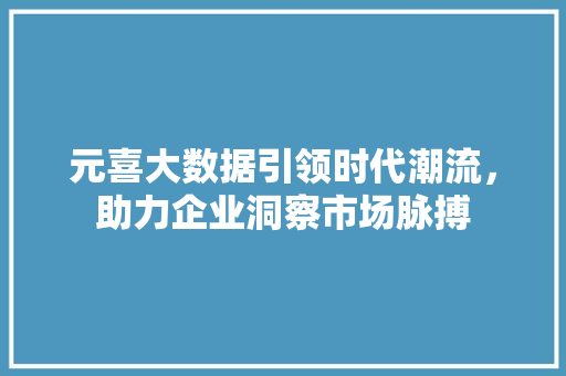 元喜大数据引领时代潮流，助力企业洞察市场脉搏