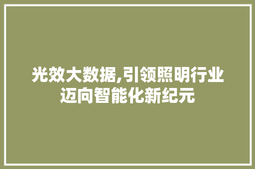 光效大数据,引领照明行业迈向智能化新纪元 Vue.js