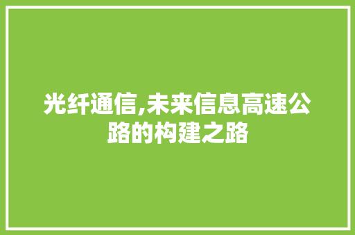 光纤通信,未来信息高速公路的构建之路 React