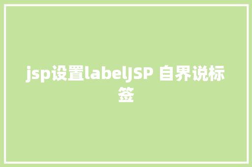 jsp设置labelJSP 自界说标签 NoSQL