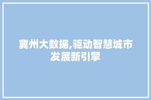 冀州大数据,驱动智慧城市发展新引擎