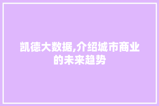 凯德大数据,介绍城市商业的未来趋势