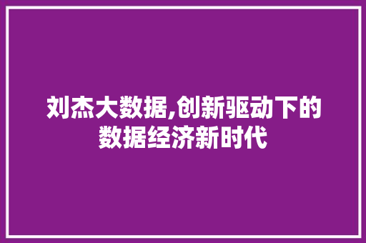 刘杰大数据,创新驱动下的数据经济新时代