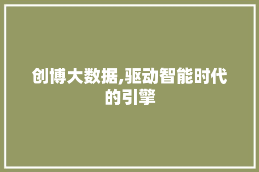 创博大数据,驱动智能时代的引擎