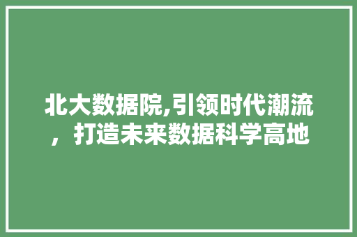 北大数据院,引领时代潮流，打造未来数据科学高地