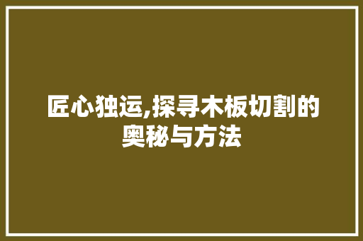 匠心独运,探寻木板切割的奥秘与方法 Python