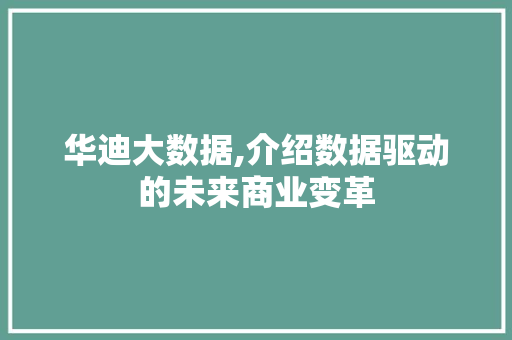 华迪大数据,介绍数据驱动的未来商业变革