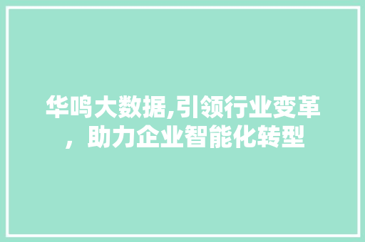 华鸣大数据,引领行业变革，助力企业智能化转型