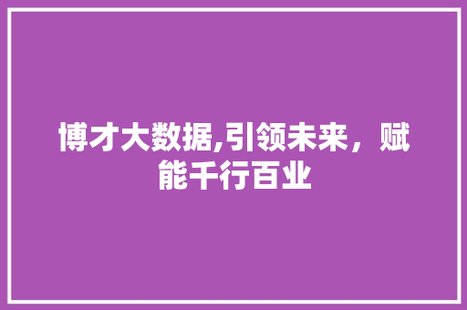 博才大数据,引领未来，赋能千行百业