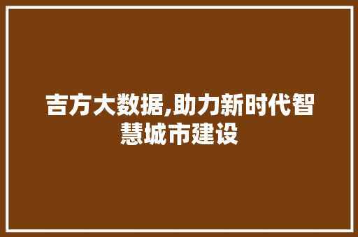 吉方大数据,助力新时代智慧城市建设