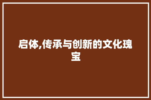 启体,传承与创新的文化瑰宝