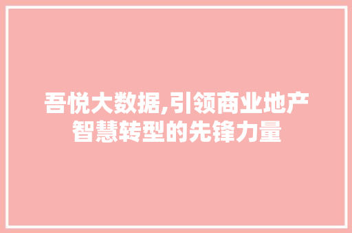 吾悦大数据,引领商业地产智慧转型的先锋力量 SQL